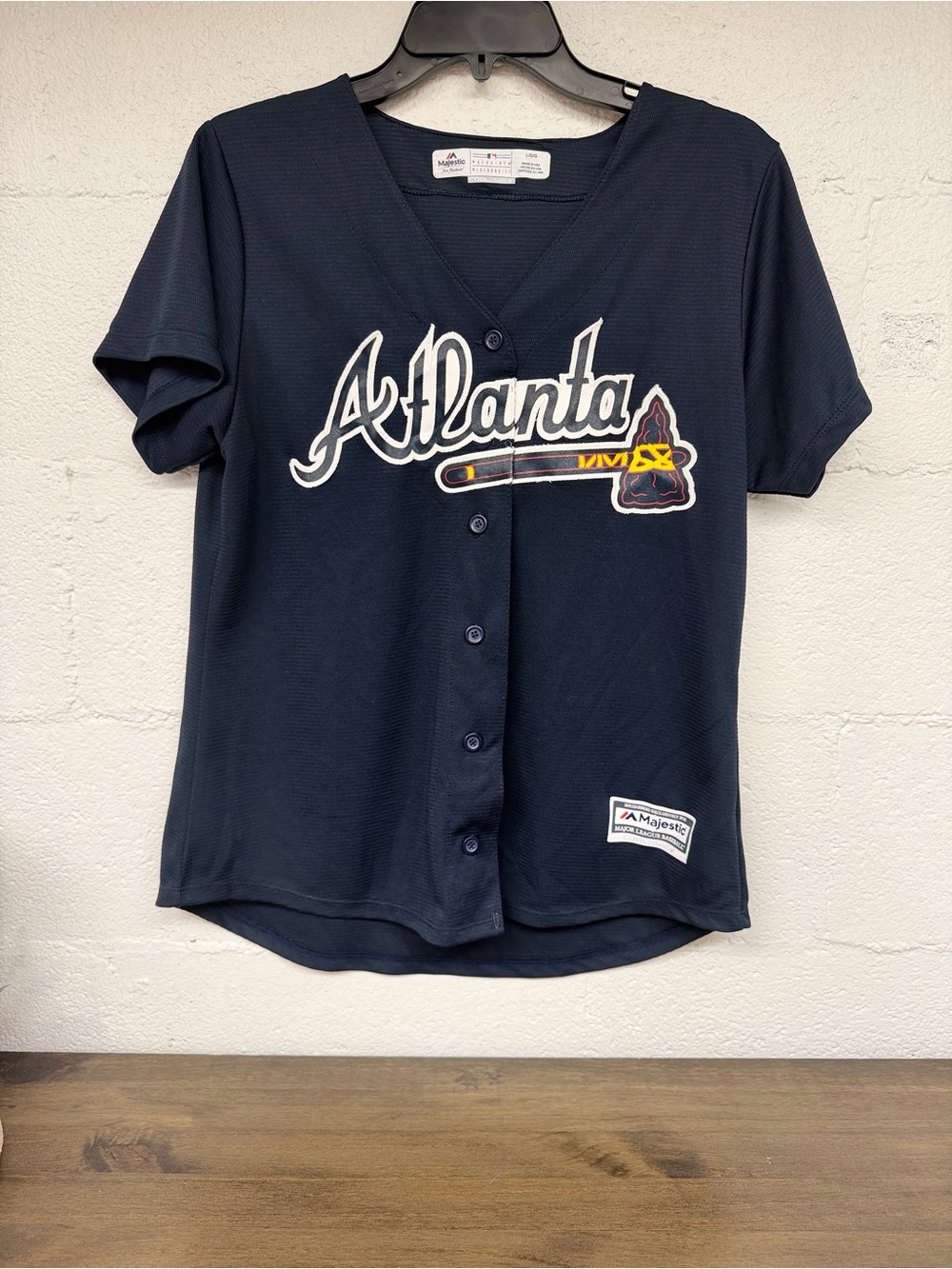 Majestic Women’s Atlanta Navy Button-Up Jersey Shirt